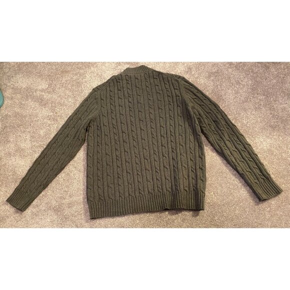 Izod Mens Cable Knit Sweater Crew Neck Olive Gray  XL - Picture 2 of 8
